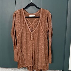 Free People Rust Long Sleeve Top
